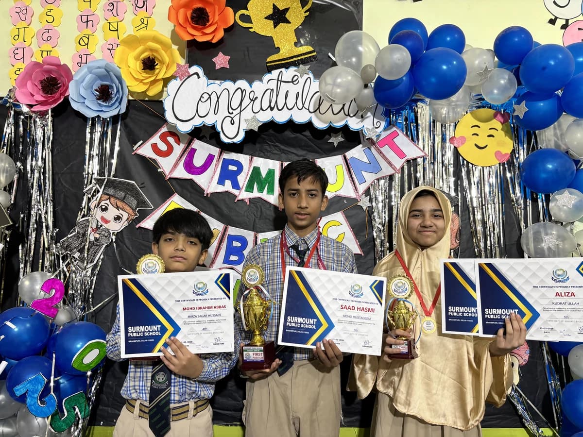Students at Award Distribution 2026 at Surmount Public School, Brahmpuri Delhi
